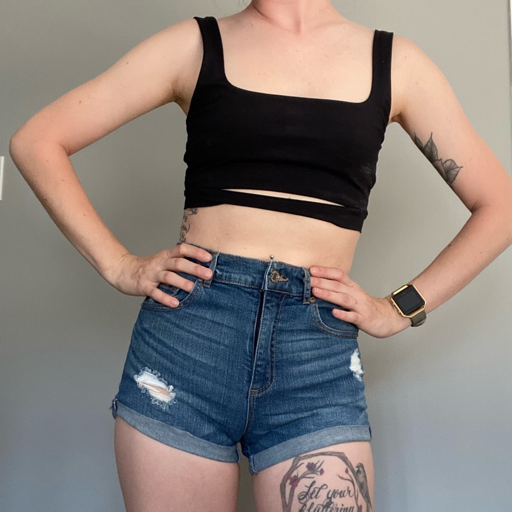 High rise jean shorts